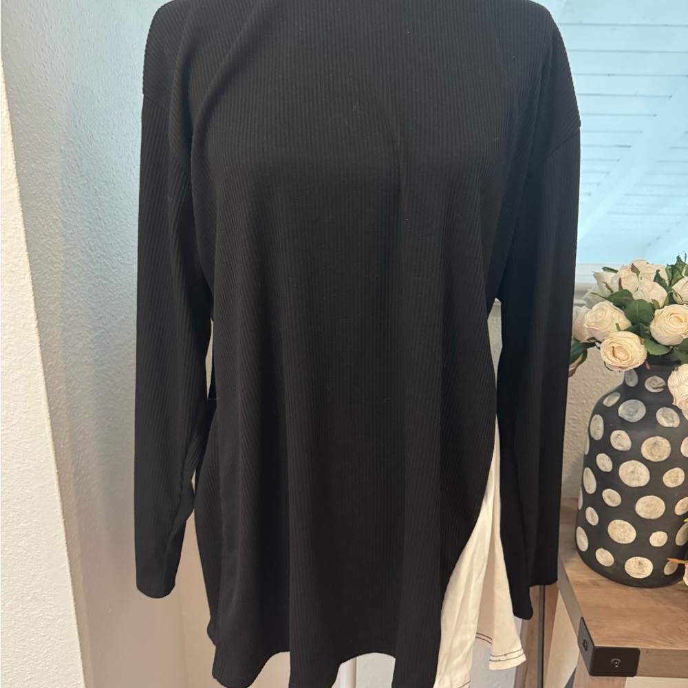 Black Asymmetrical Long Sleeve Tunic